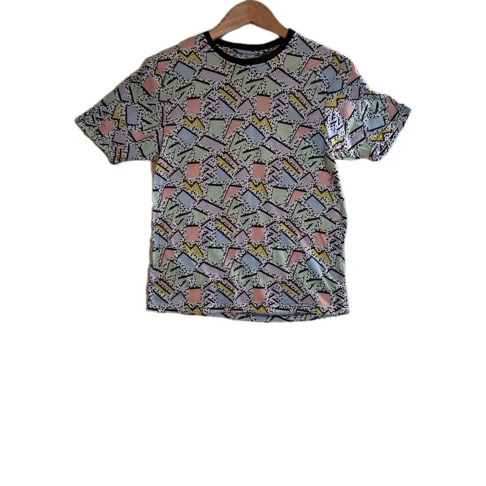 90s/80s T Shirt Women's Sz S Retro Save By The Bell Geometric Wacky Maximalist